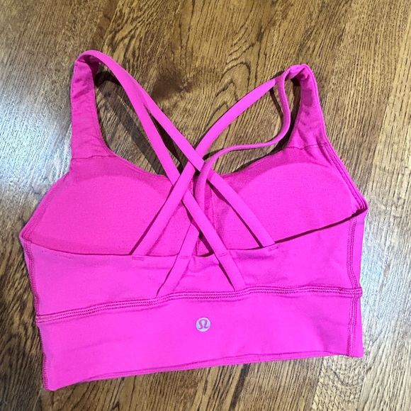 Lululemon “ENERGY BRA LONG LINE” Med Support, B-D cup Sz 4 Ripened Raspberry - Picture 4 of 6